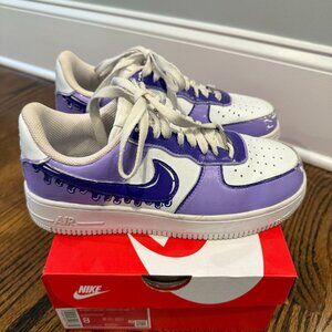 Nike Air Force 1 with purple hand painted drip, size 8